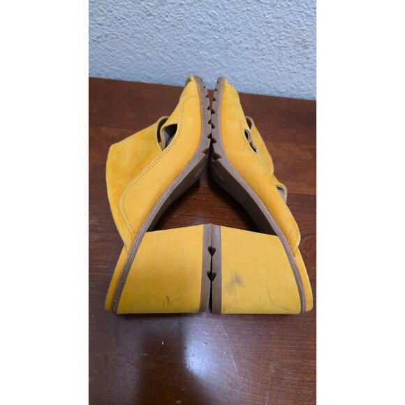 Sorel Nadia Women's Yellow Leather Open-Toe Slip on Block Heeled Sandals Size 10 - Picture 6 of 12